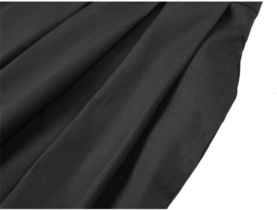 Women Solid Casual French Style High Waist Skirt Vintage Swing Pleated Skirts