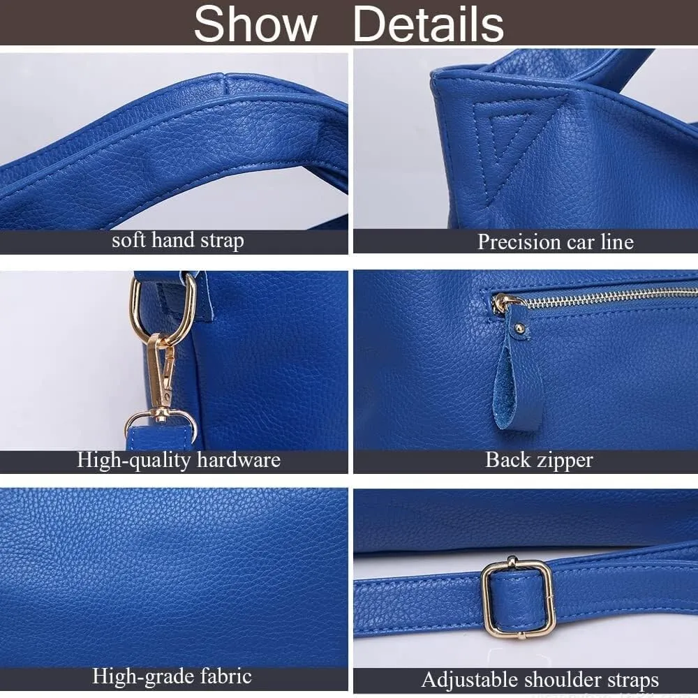 Women Tote Bag Handbag Soft Leather Wallet Large Capacity Purse Zip Closure
