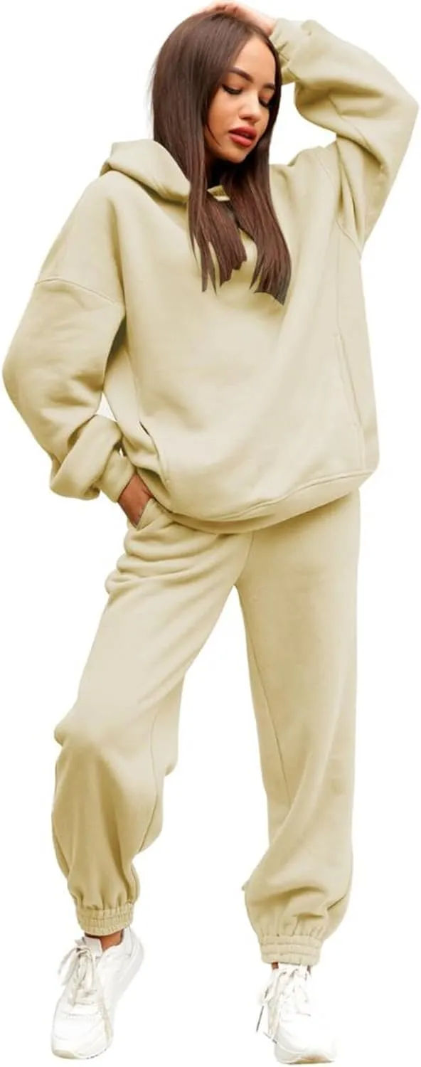 Womens 2 Piece Outfits Lounge Half Zip Hoodie Sweatsuit Sets Oversized Sweatshirt Baggy Fall Fashion Sweatpants