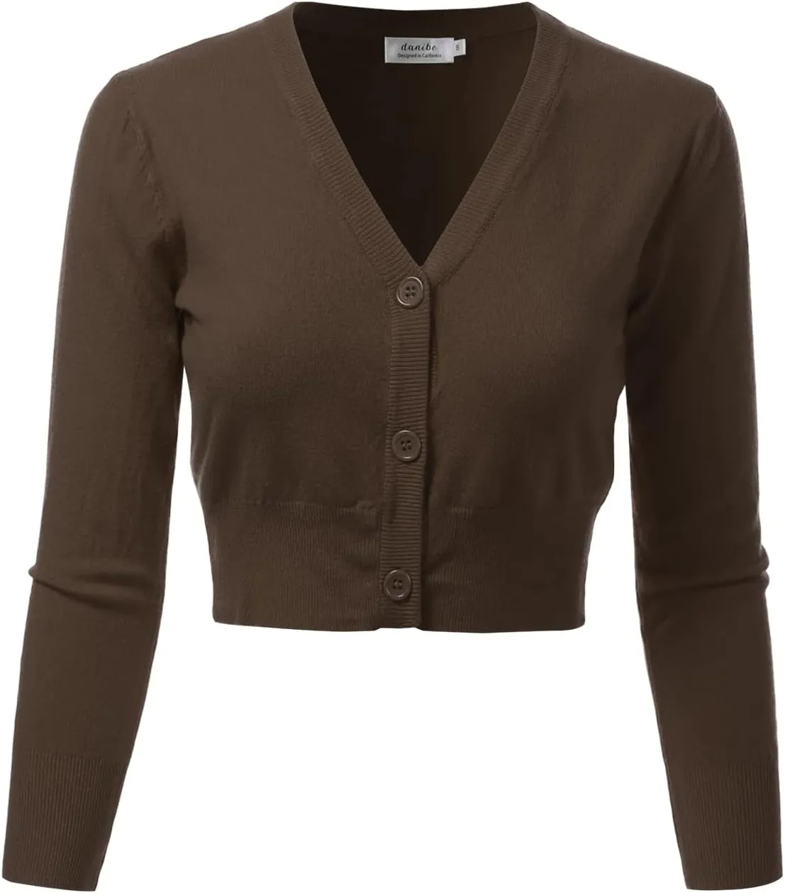 Women's 3/4 Sleeve Soft Open Front Cropped Sweater Cardigan (S-XXL)