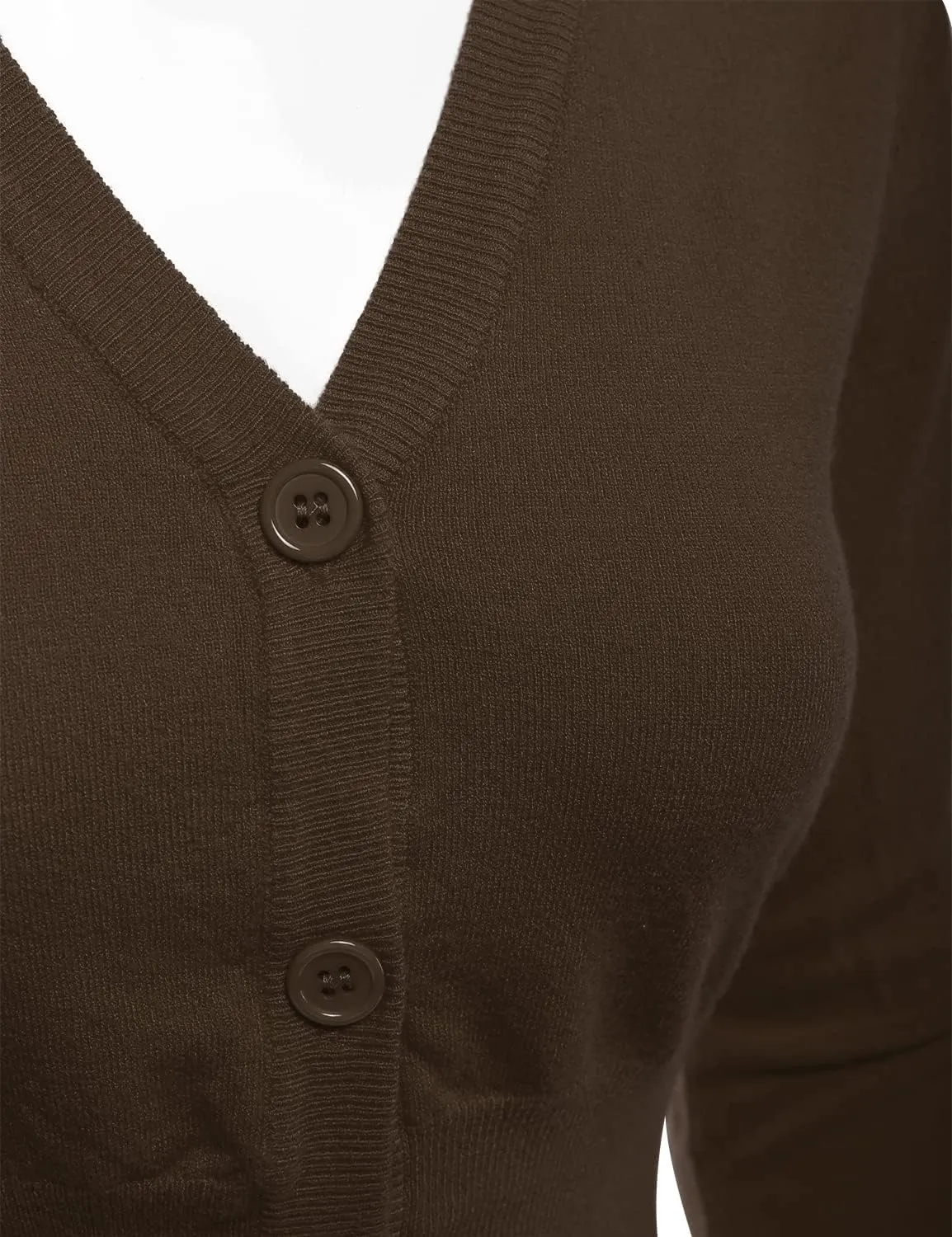 Women's 3/4 Sleeve Soft Open Front Cropped Sweater Cardigan (S-XXL)