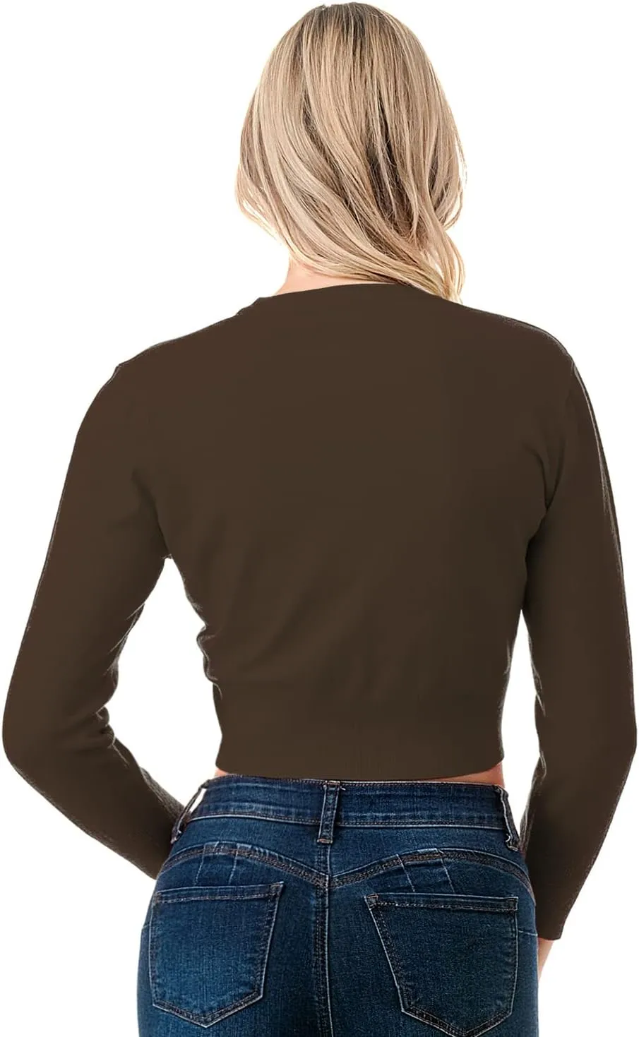Women's 3/4 Sleeve Soft Open Front Cropped Sweater Cardigan (S-XXL)