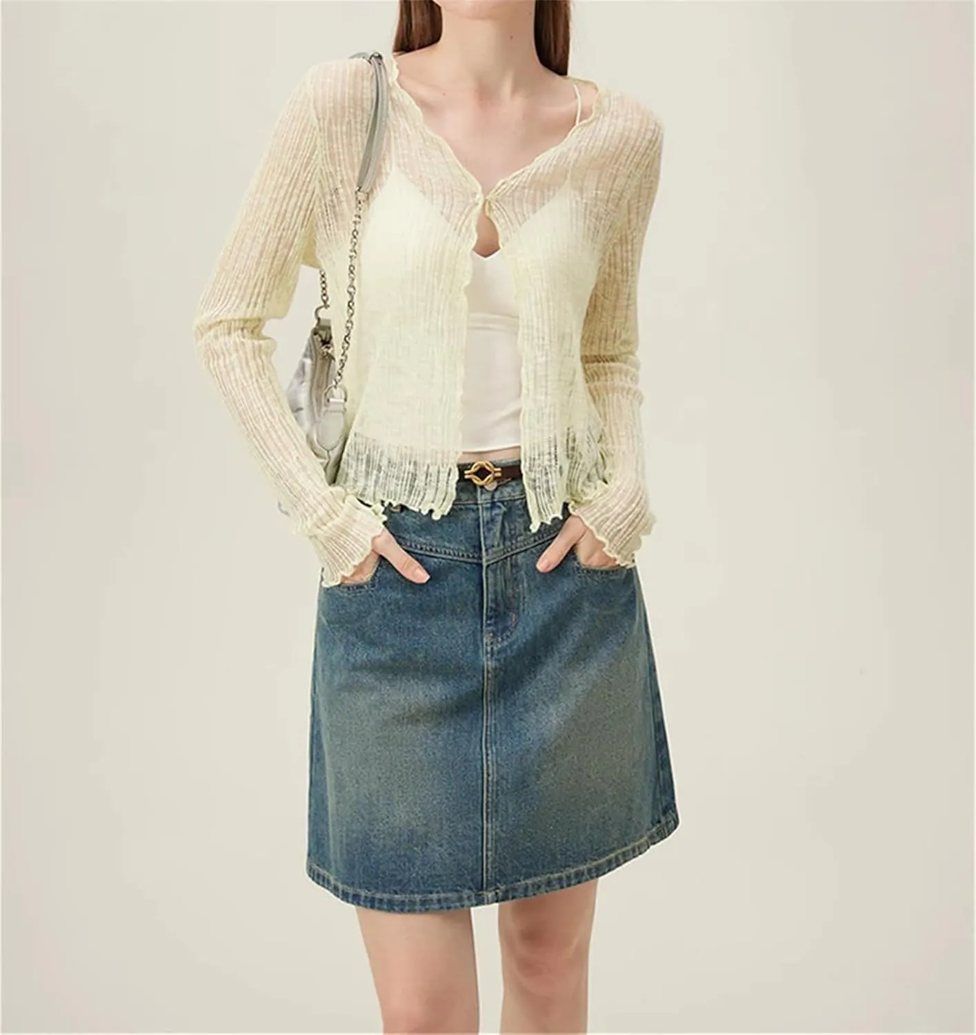 Women's Academy Style Denim Skirt Summer A Line High Waisted Short Blue Shorts Casual Skirt