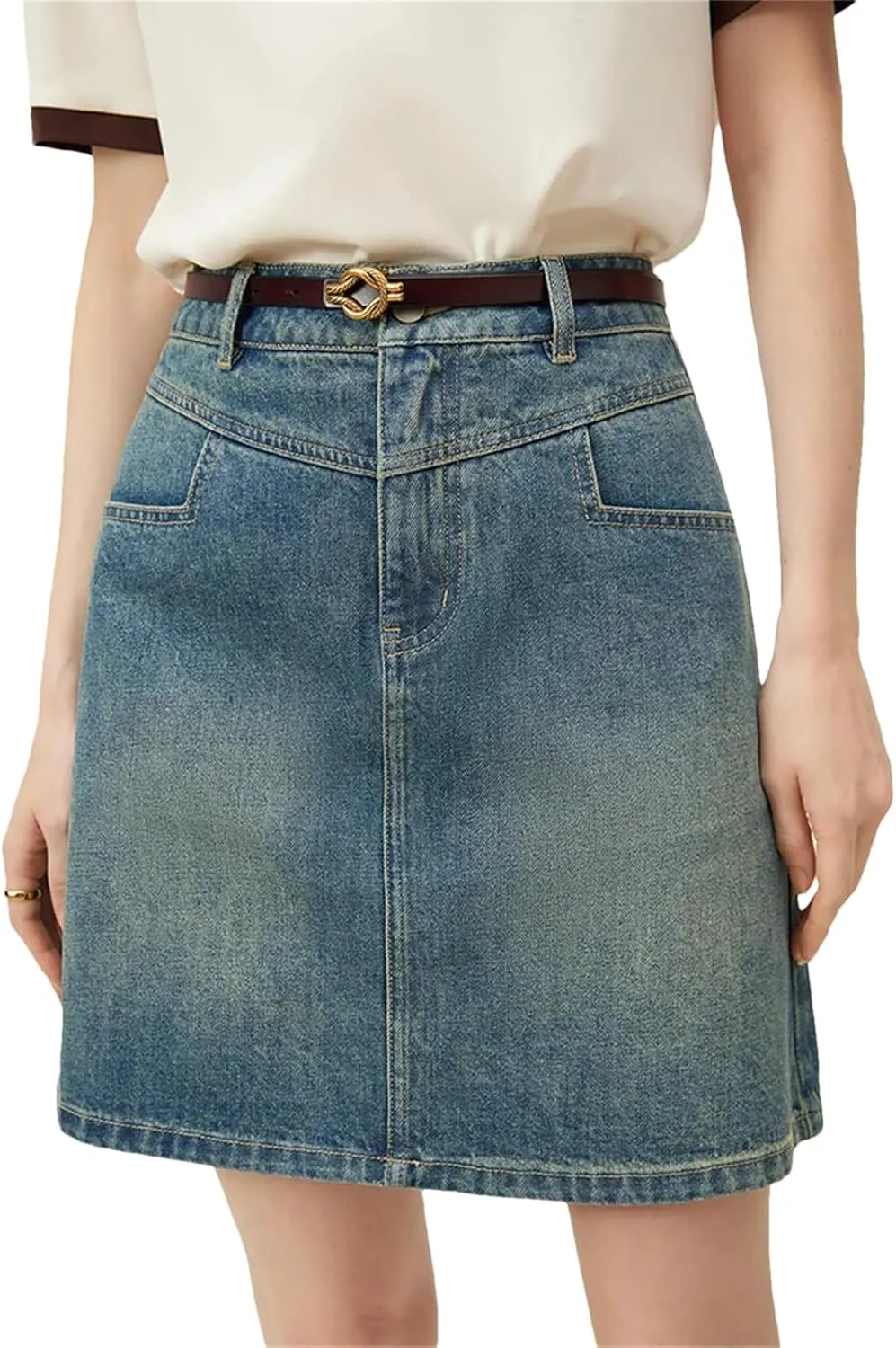 Women's Academy Style Denim Skirt Summer A Line High Waisted Short Blue Shorts Casual Skirt