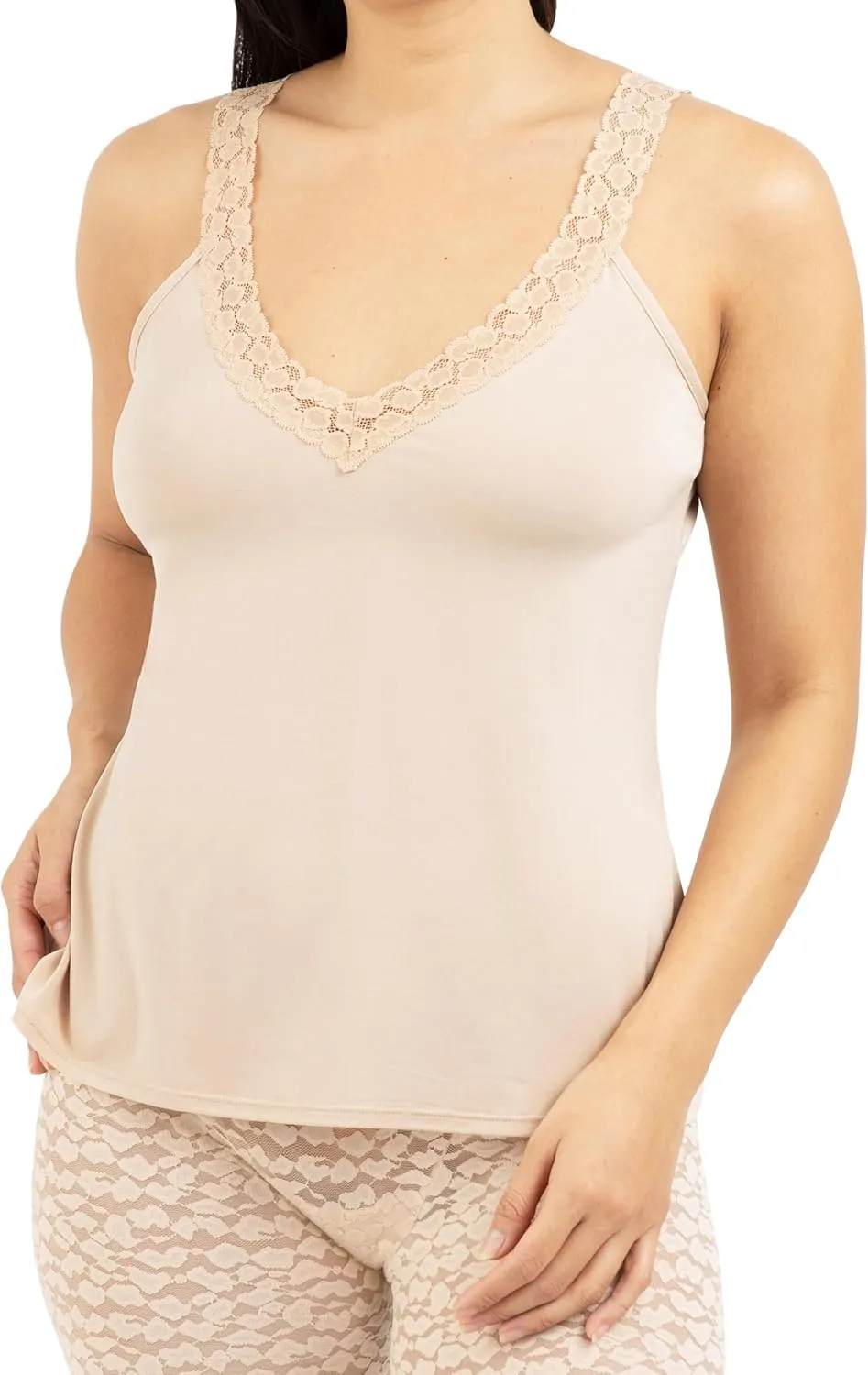 Women's Camisole, Soft Modal Cami with Lace Trim, Women's Undershirt, Tank Top