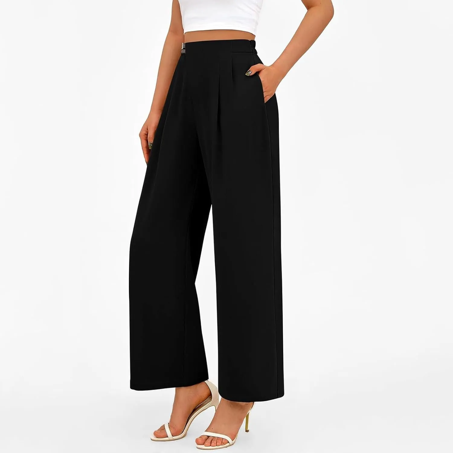 Womens Cargo Sweatpants Winter Sexy Work Palazzo with Pockets High Waisted Straight Leg