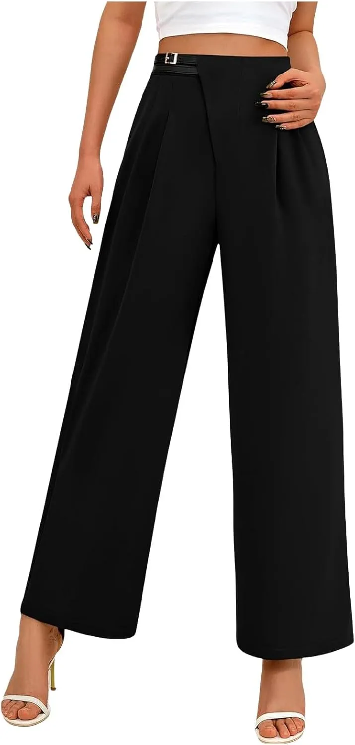 Womens Cargo Sweatpants Winter Sexy Work Palazzo with Pockets High Waisted Straight Leg