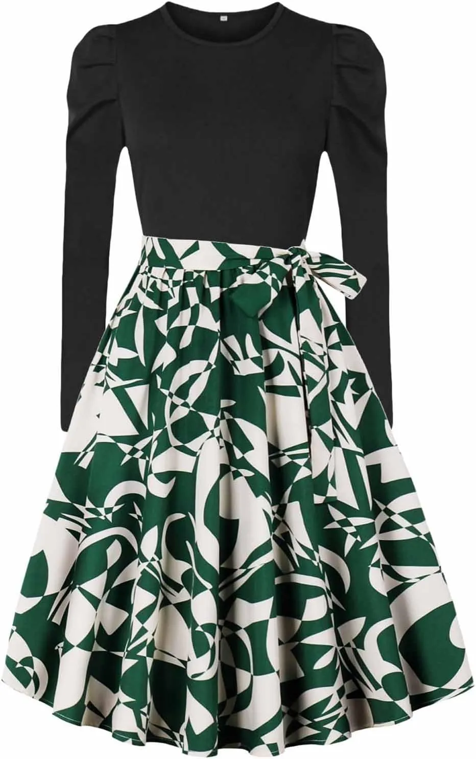 Women's Casual Dresses Womens Long Sleeve Dress Flowy Swing Pleated Boho Tie Waist A-Line Ruffle Mini Dresses