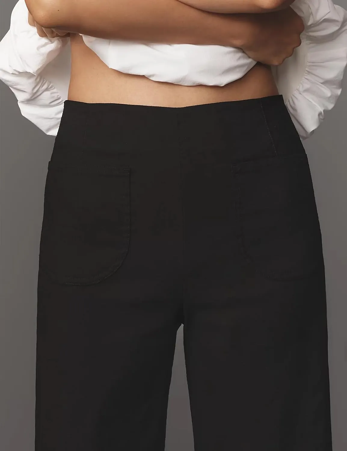 Women's Colette Flare Wide Leg Pants Summer Casual High Waist Ruffle Cropped Hem Loose Fit Trousers with Pockets