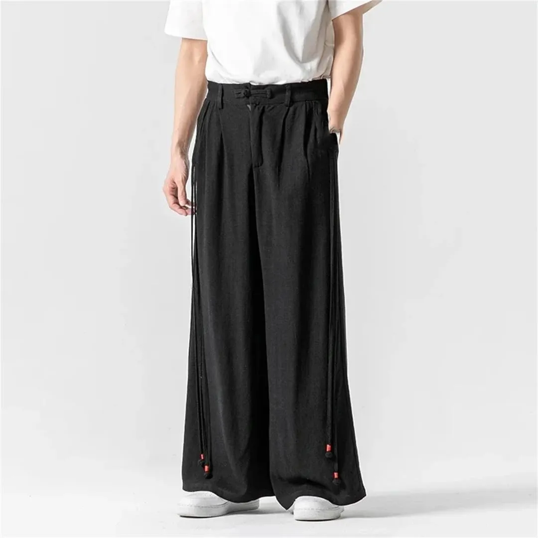Women's Cotton Street Trousers, Japanese Casual Wide-Leg Pants, Solid Color Harajuku Harem Pants