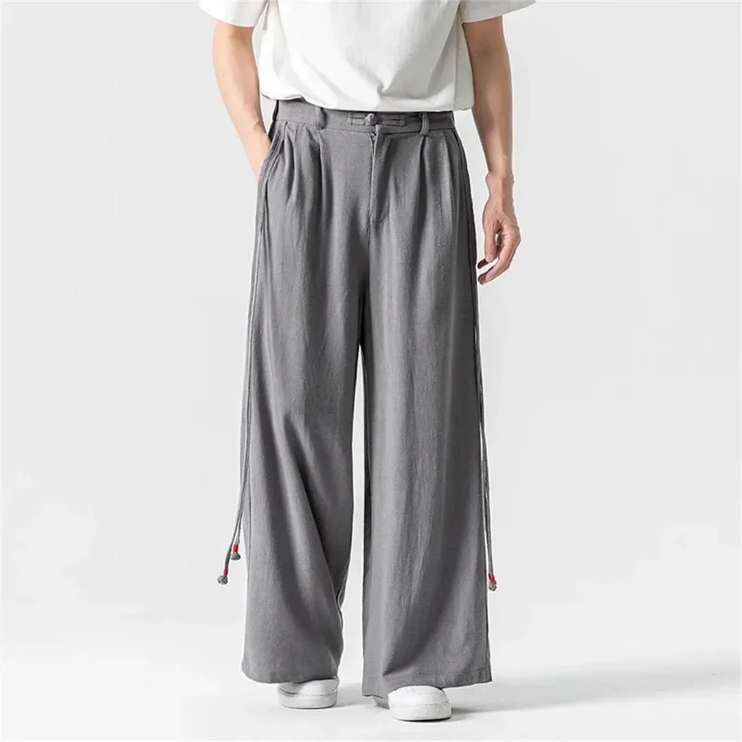 Women's Cotton Street Trousers, Japanese Casual Wide-Leg Pants, Solid Color Harajuku Harem Pants