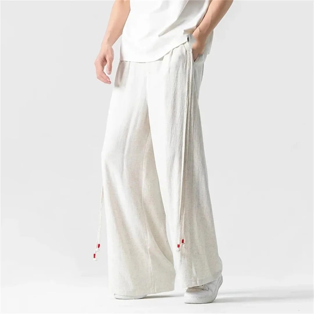 Women's Cotton Street Trousers, Japanese Casual Wide-Leg Pants, Solid Color Harajuku Harem Pants