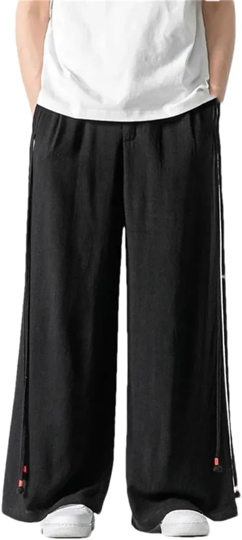 Women's Cotton Street Trousers, Japanese Casual Wide-Leg Pants, Solid Color Harajuku Harem Pants