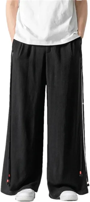Women's Cotton Street Trousers, Japanese Casual Wide-Leg Pants, Solid Color Harajuku Harem Pants