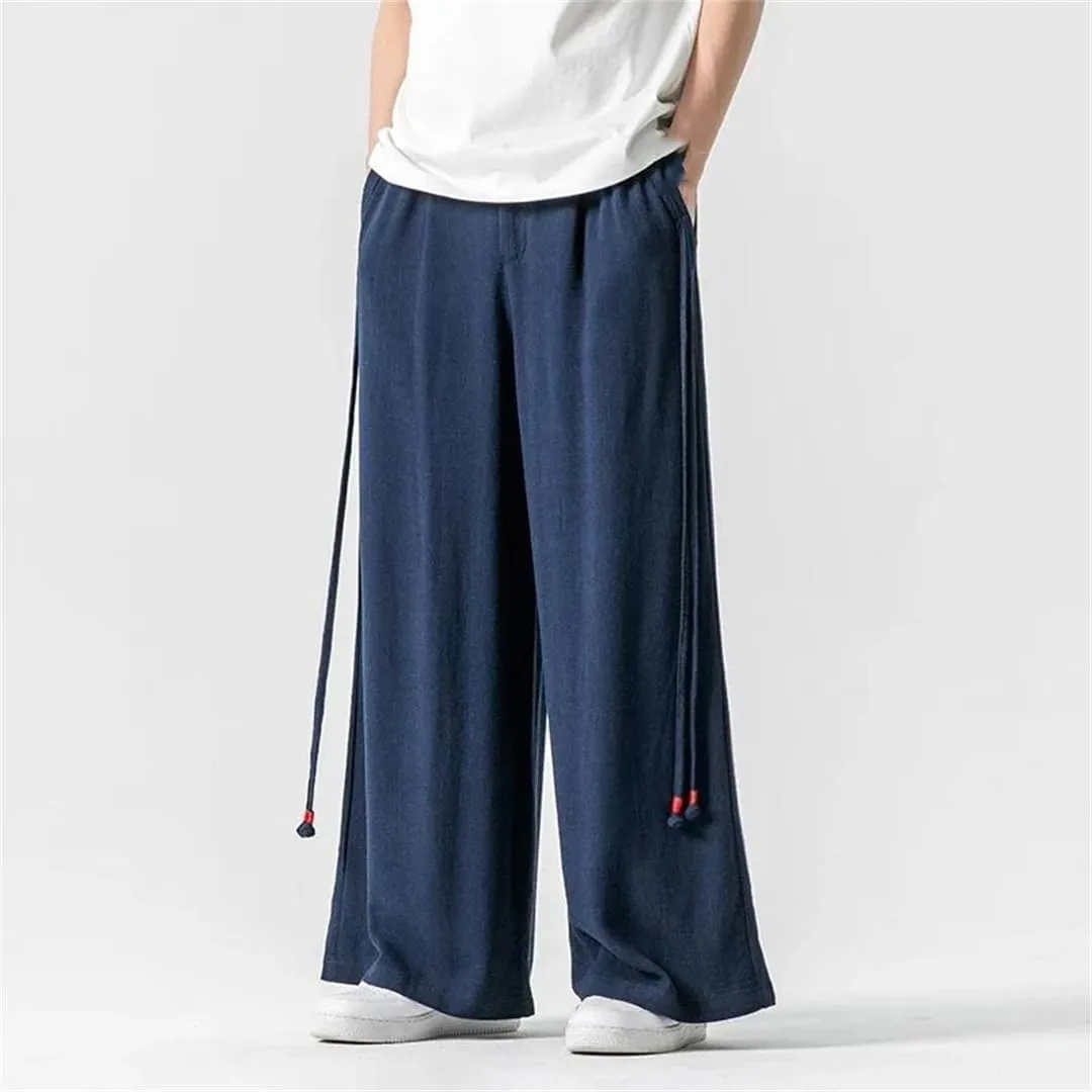 Women's Cotton Street Trousers, Japanese Casual Wide-Leg Pants, Solid Color Harajuku Harem Pants