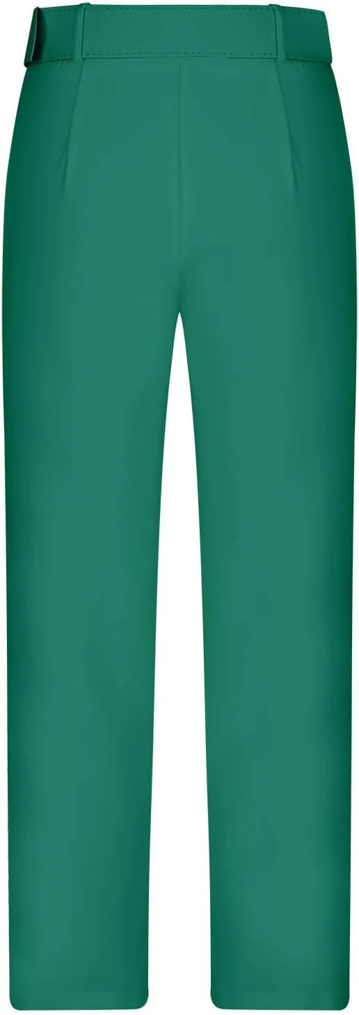 Women's Elegant High Waist Belted Pants Casual Pleated Straight Leg Trousers Office Suit Pants Trousers with Pockets