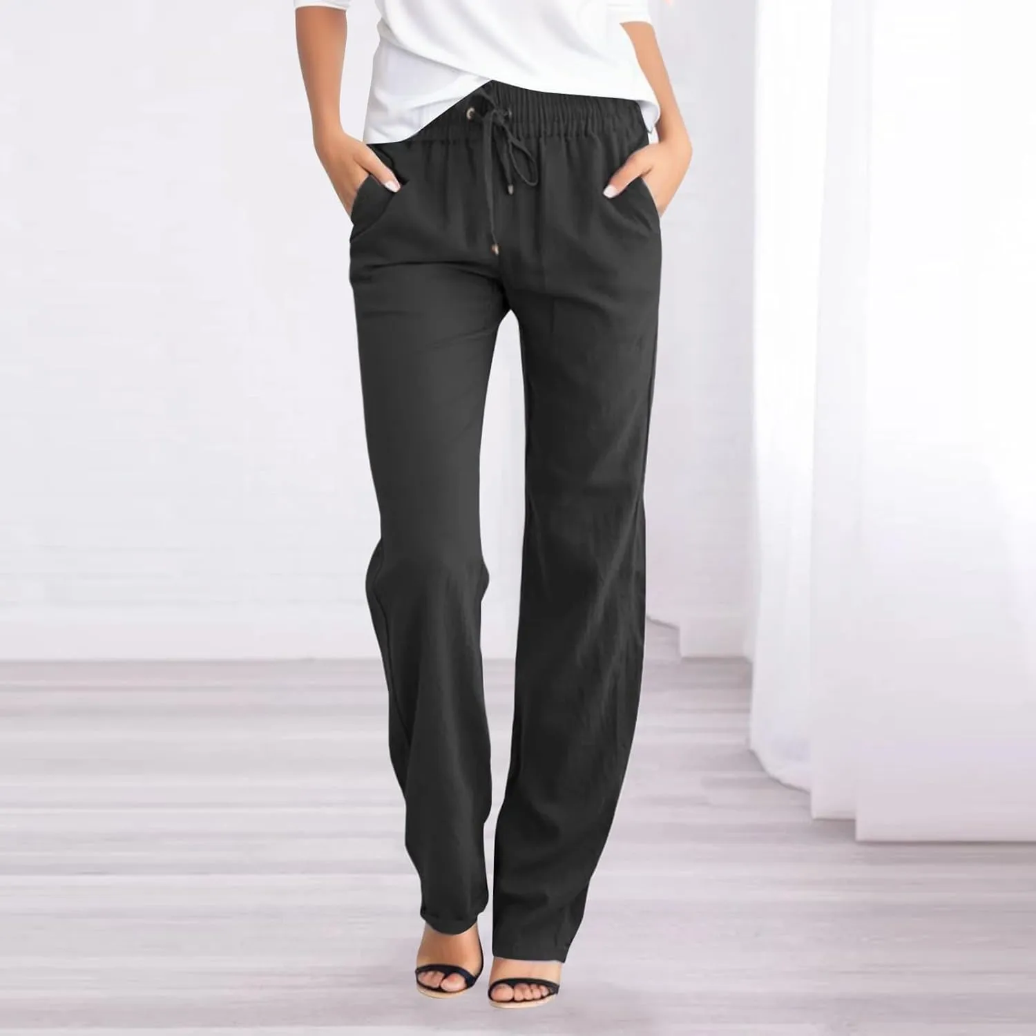 Women's Fleece Lined Pants Winter on Business Capris with Pockets Water Resistant Water Resistant