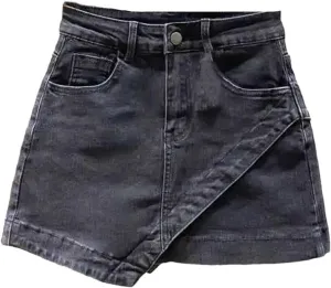 Women's Irregular Denim Short Skirt Summer High Waisted A-Line Slim Wrap Hip Jeans Skirts