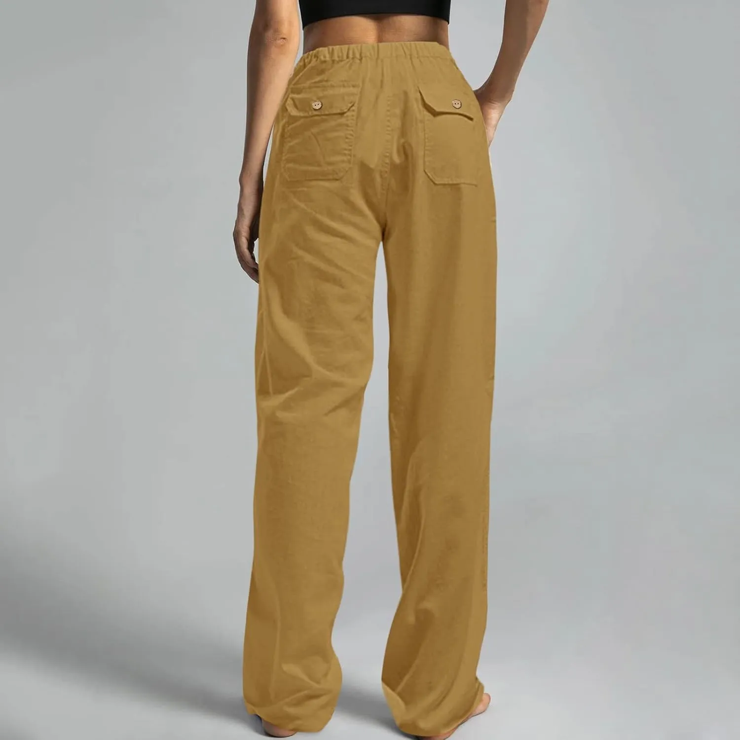 Womens Linen Blend Summer Printed Palazzo Pants High Waist Wide Leg Slim Fit Palazzo Lounge Pants Business Work