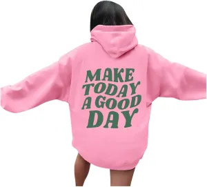 Womens Oversized Hoodies 2024 Fashion Letter Sweatshirts Hooded Pullover 2024 Fashion Fall Clothes Winter Sweater