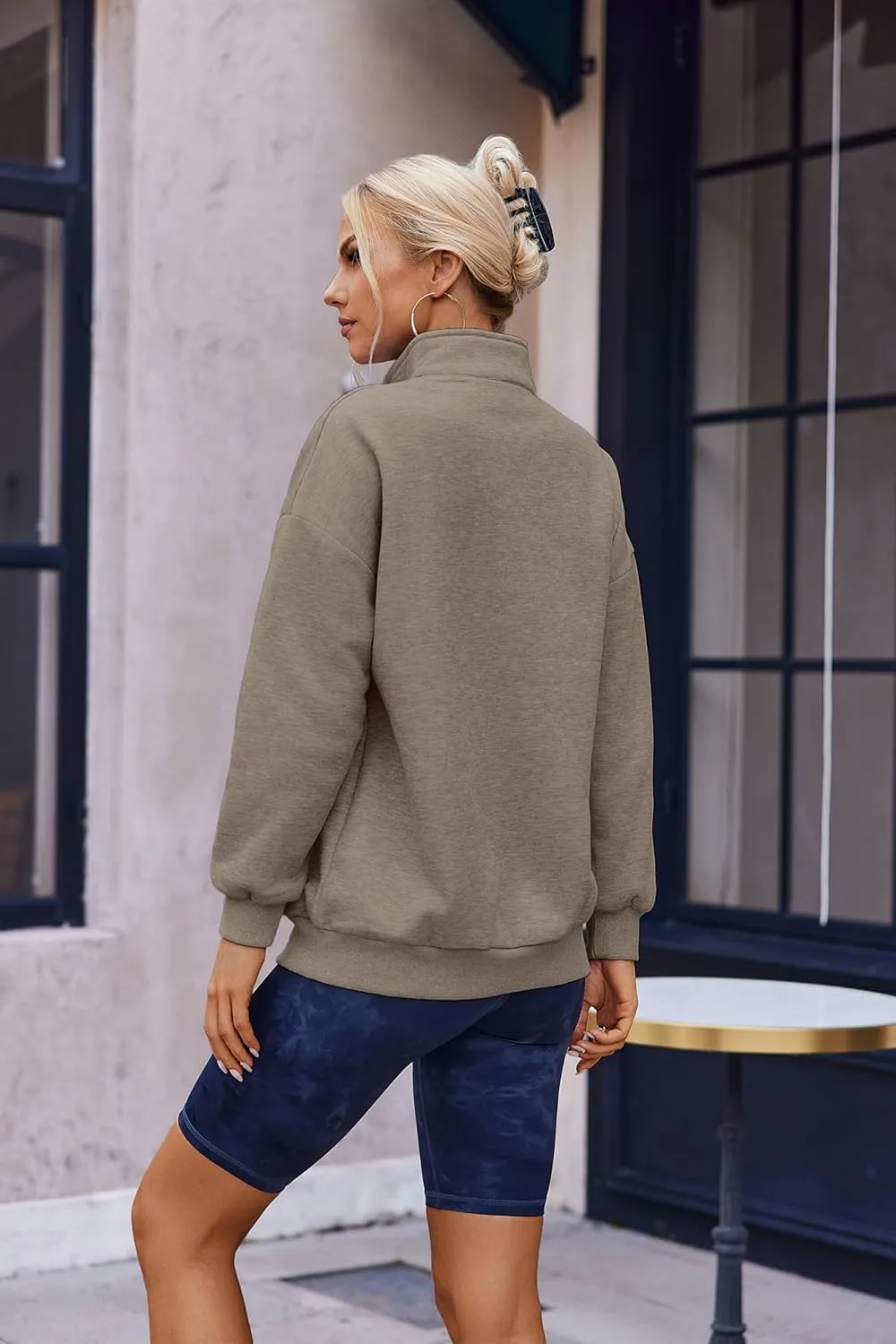 Womens Oversized Sweatshirts Half Zip Pullover 2024 Fall Trendy Fashion Outfits Drop Shoulder Tunic Pullover Tops