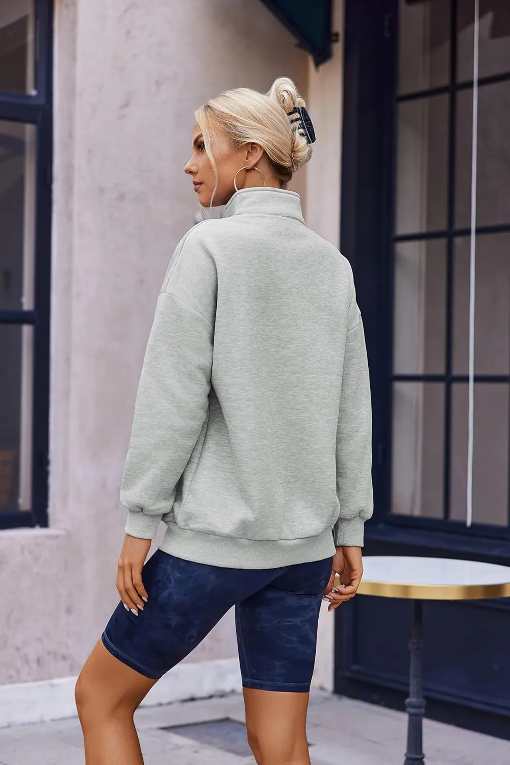 Womens Oversized Sweatshirts Half Zip Pullover 2024 Fall Trendy Fashion Outfits Drop Shoulder Tunic Pullover Tops