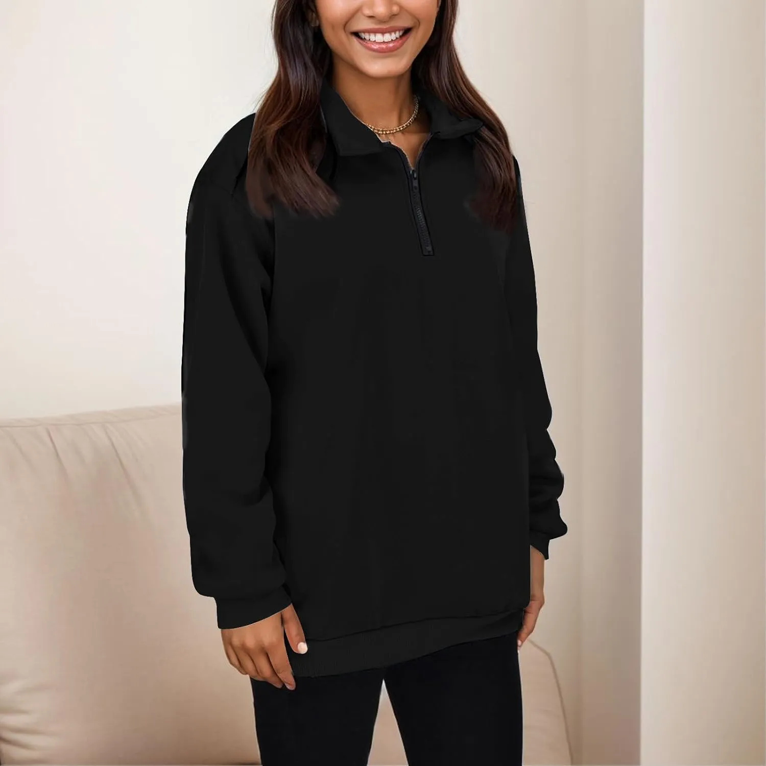 Womens Oversized Sweatshirts Half Zip Pullover Long Sleeve Fall Tops Fashion 2023 Y2k Quarter Zipper Shirt Blouse
