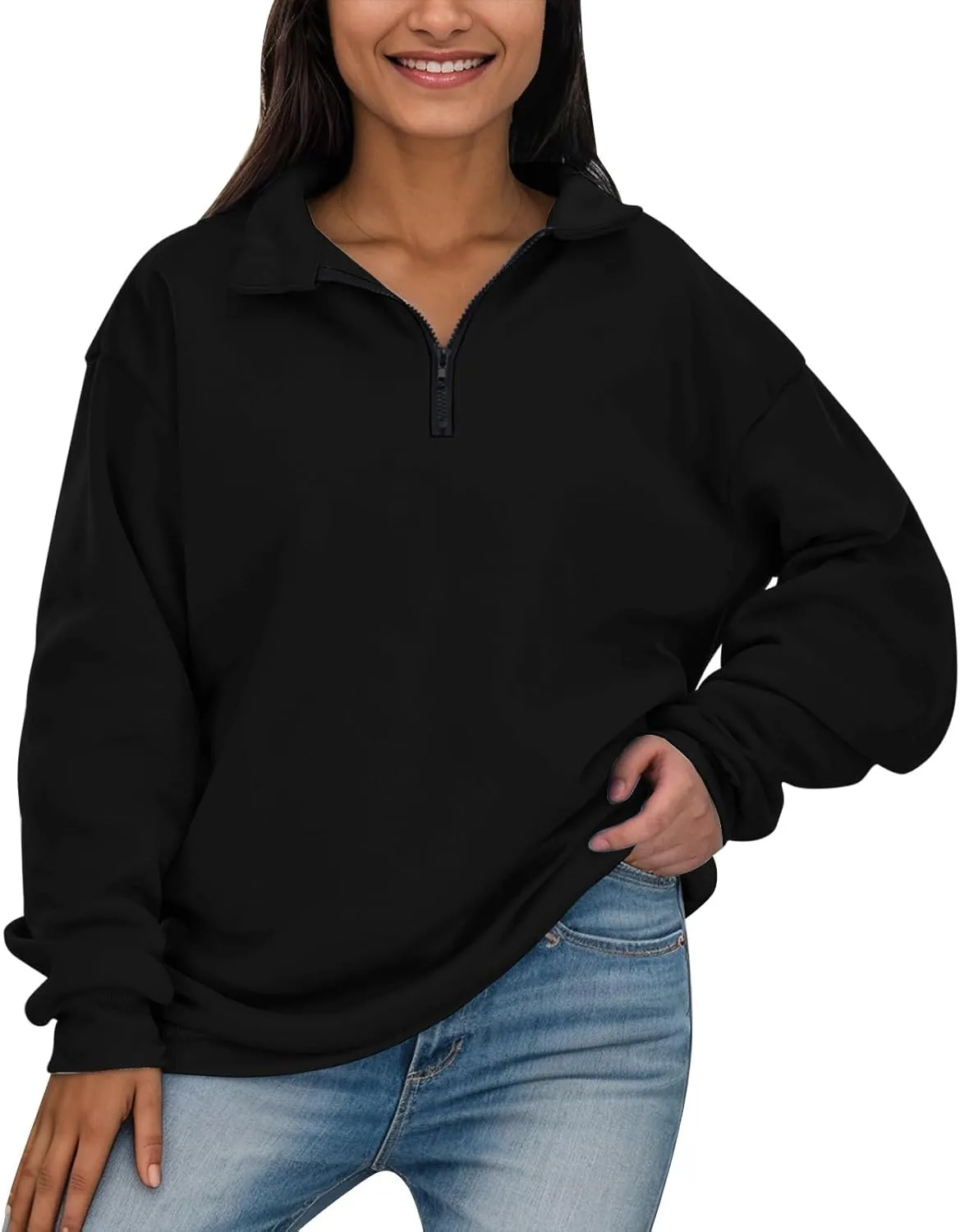 Womens Oversized Sweatshirts Half Zip Pullover Long Sleeve Fall Tops Fashion 2023 Y2k Quarter Zipper Shirt Blouse