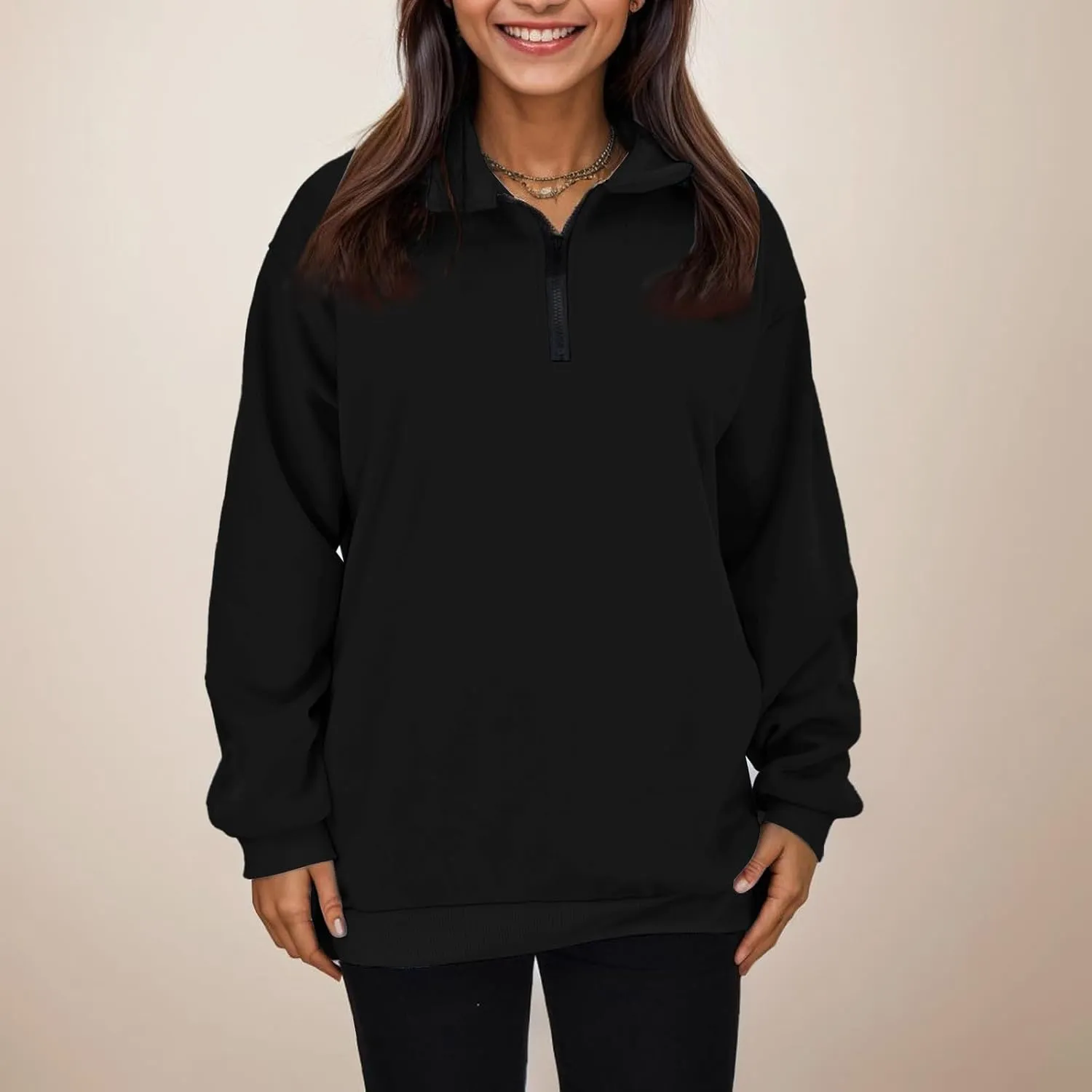 Womens Oversized Sweatshirts Half Zip Pullover Long Sleeve Fall Tops Fashion 2023 Y2k Quarter Zipper Shirt Blouse