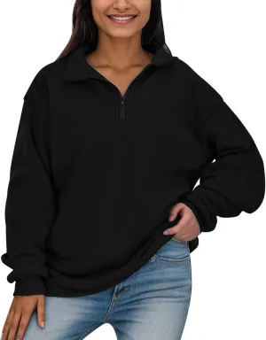 Womens Oversized Sweatshirts Half Zip Pullover Long Sleeve Fall Tops Fashion 2023 Y2k Quarter Zipper Shirt Blouse