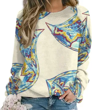 Womens Paisley Sweatshirt Oversized Loose Fit Novelty Graphic Crewneck Sweatshirts Casual Raglan Long Sleeve Tops Shirt