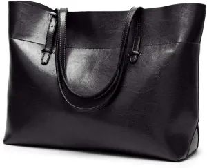 Women's Soft PU Leather Simple Horizontal Version Large Capacity Zipper Handbag
