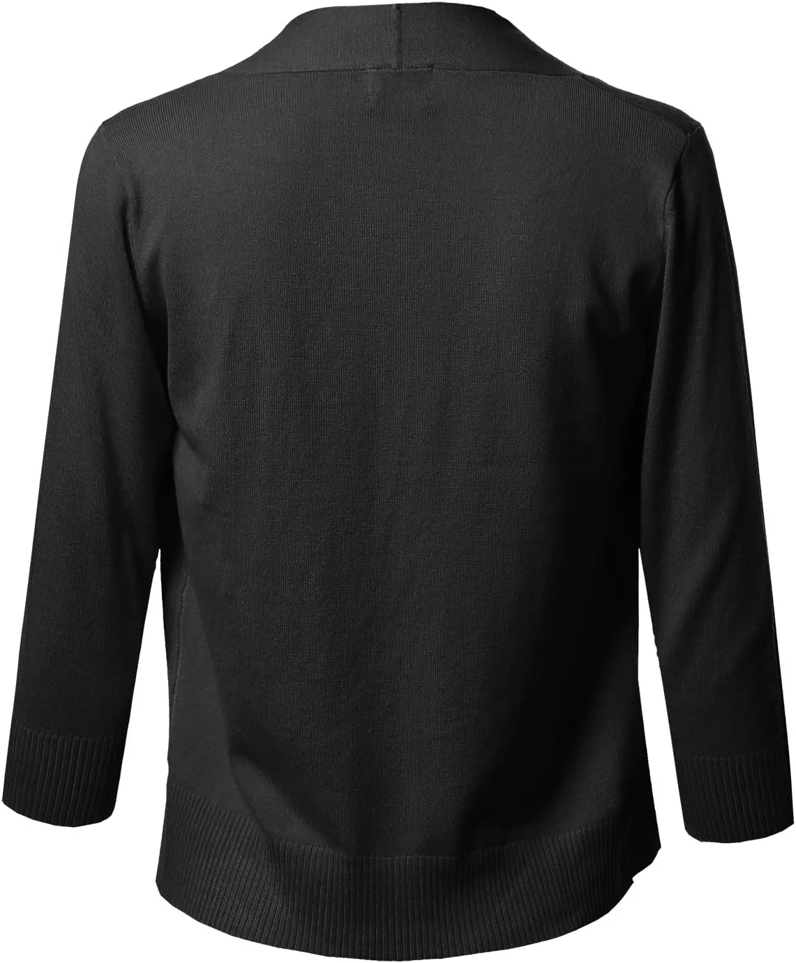Women's Solid Open Front Soft Stretch 3/4 Sleeve Layer Short Cardigan