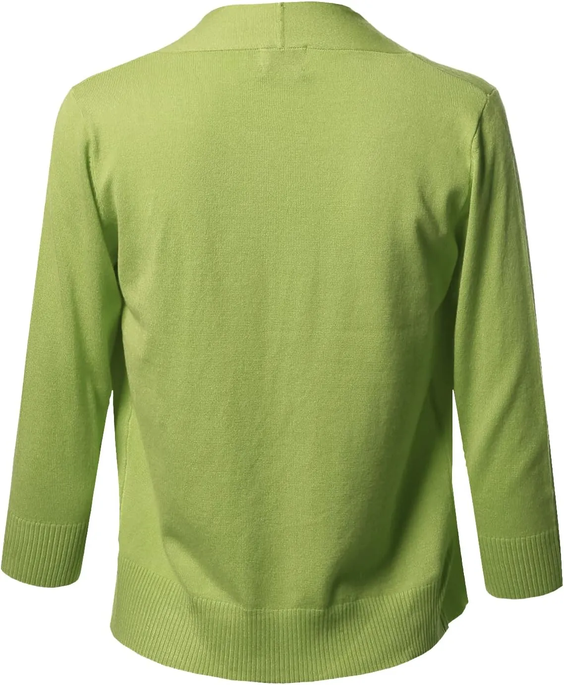 Women's Solid Open Front Soft Stretch 3/4 Sleeve Layer Short Cardigan