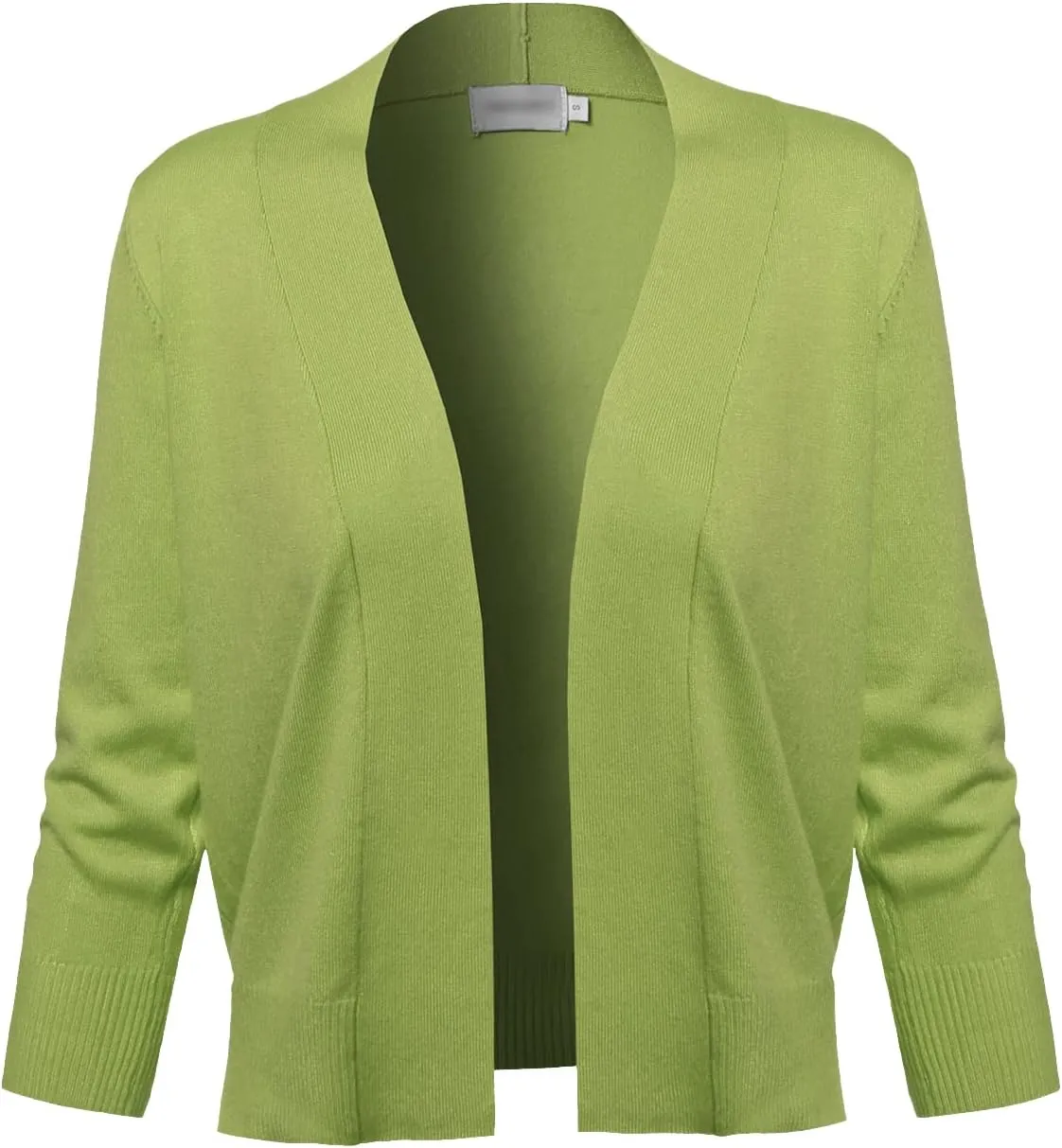 Women's Solid Open Front Soft Stretch 3/4 Sleeve Layer Short Cardigan