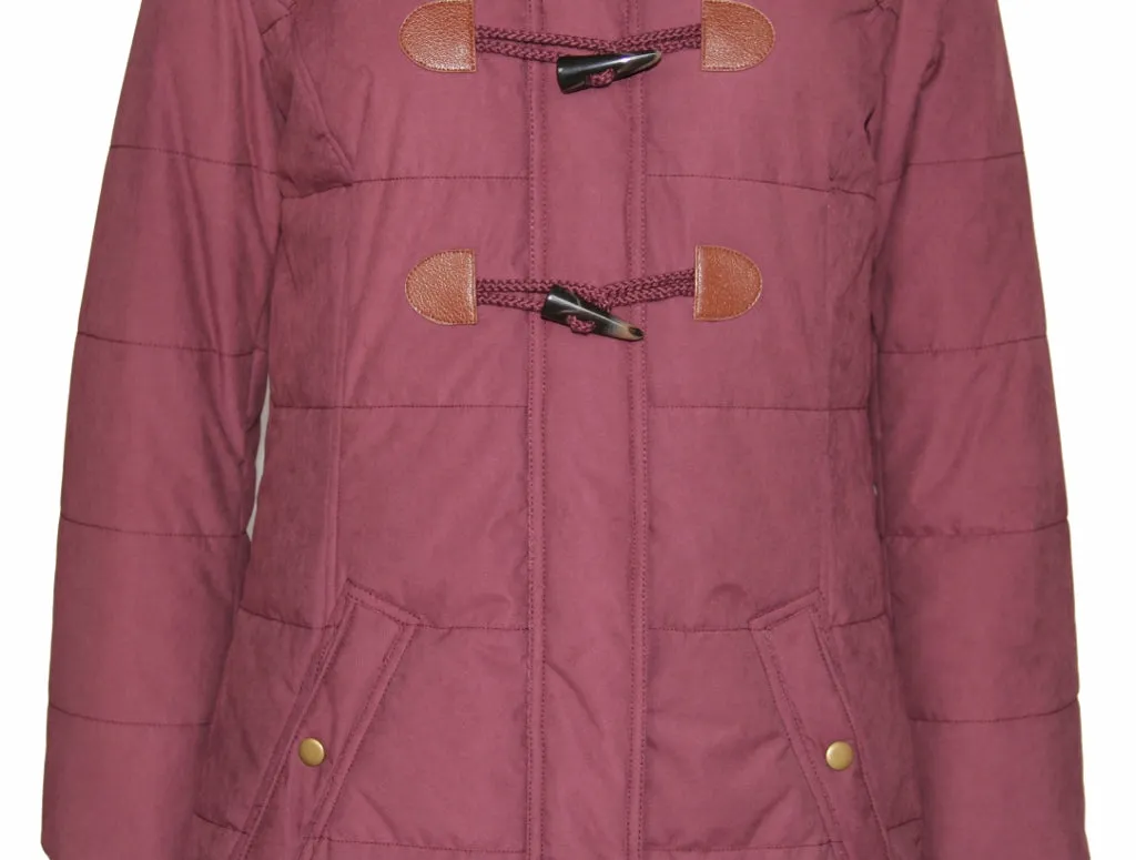 Women's Toggle Detachable Faux Fur Hoodie Long Puffer Parka