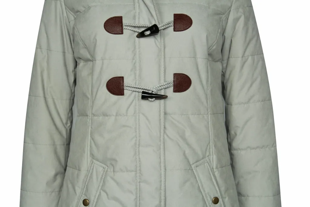 Women's Toggle Detachable Faux Fur Hoodie Long Puffer Parka