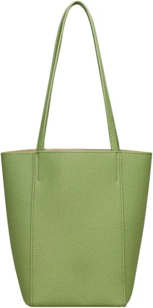 Womens Vegan Leather Bucket Bag Vintage Tote Bag Minimalist Shoulder Handbag Bright Solid Color Top Handle Purse