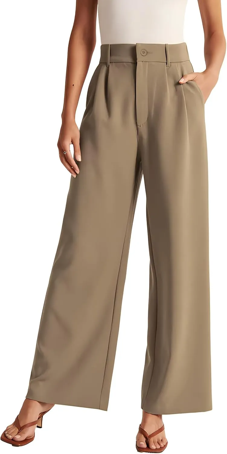 Womens Wide Leg Pants High Waisted Business Casual Summer Dress Pants Palazzo Long Work Trousers with Pockets