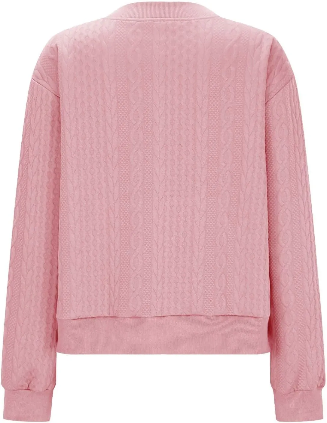 Women's Zip Up Cardigan Sweater Cable Knit Jacket Long Sleeve Sweatshirt Solid Loose Comfy Outwear Coat with Pockets