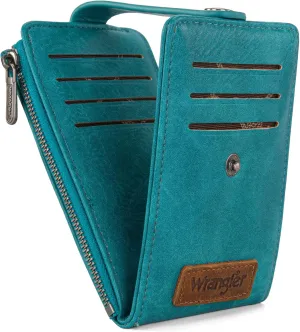 Wrangler Womens Bifold Wallet Vintage Multi Credit Card Holder for Women Slim Minimalist with Zipper Pocket Coin Purse