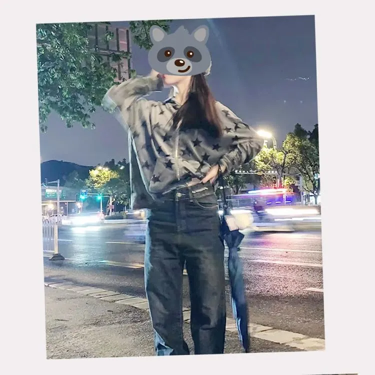 yamerbo Vintage Y2K Clothes Emo Zip Up Hoodie Long Sleeve Oversized Hooded Sweatshirt Harajuku Aesthetic Streetwear Jacket