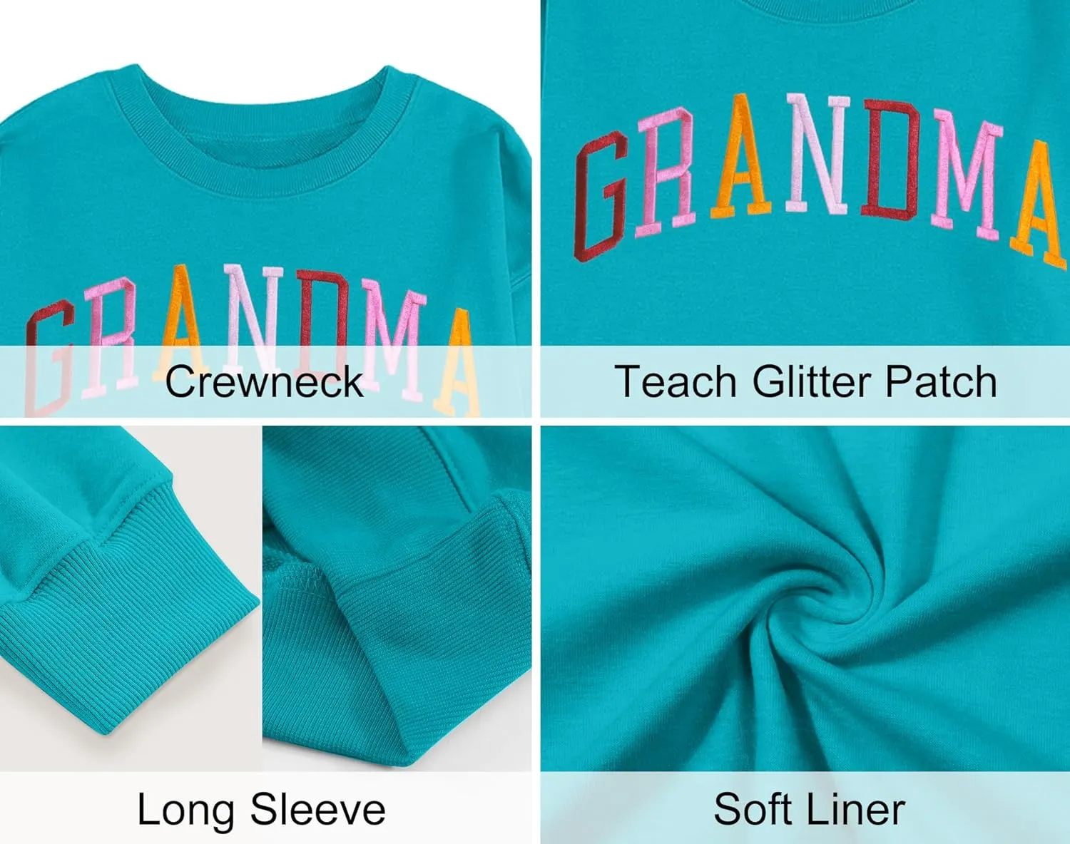 YI XIANG RAN Grandma Sweatshirt for Women - Embroidered Long Sleeve Pullover Top, Oversized
