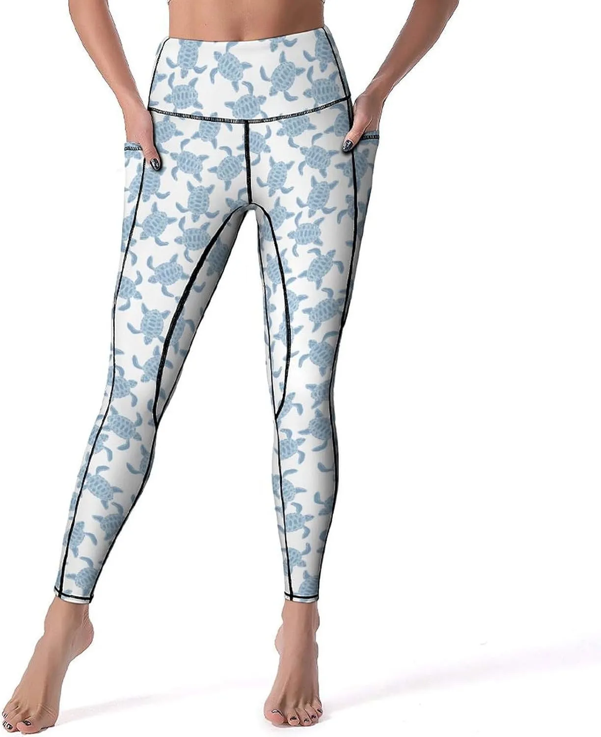 Yoga Pants with Pocket Women 80s 90s Pineapple Leggings High Waist Stretch Workout Trousers Fitness Tights for Running