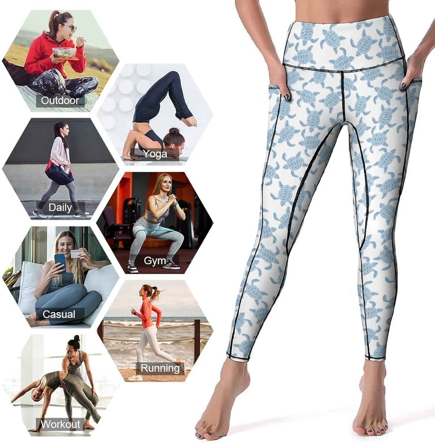 Yoga Pants with Pocket Women 80s 90s Pineapple Leggings High Waist Stretch Workout Trousers Fitness Tights for Running
