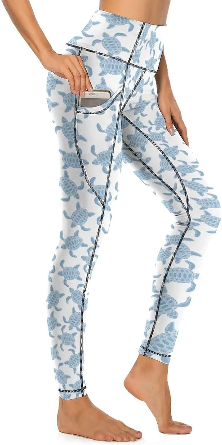 Yoga Pants with Pocket Women 80s 90s Pineapple Leggings High Waist Stretch Workout Trousers Fitness Tights for Running