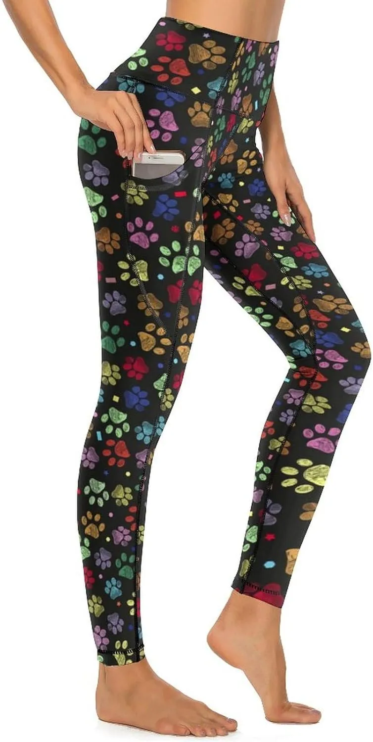 Yoga Pants with Pocket Women 80s 90s Pineapple Leggings High Waist Stretch Workout Trousers Fitness Tights for Running