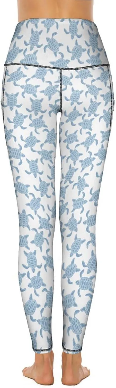 Yoga Pants with Pocket Women 80s 90s Pineapple Leggings High Waist Stretch Workout Trousers Fitness Tights for Running