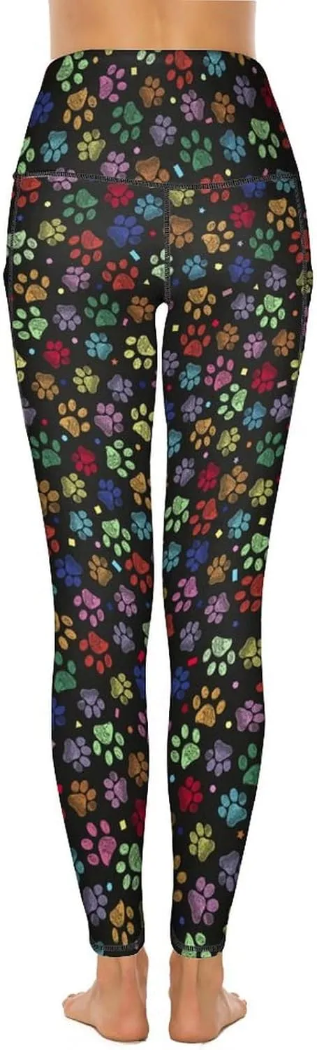 Yoga Pants with Pocket Women 80s 90s Pineapple Leggings High Waist Stretch Workout Trousers Fitness Tights for Running