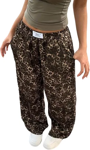 ZAFUL Women's Camo Cargo Pants Y2K Elastic High Waisted Wide Leg Casual Straight Pants Joggers Sweatpants with Patch Detail